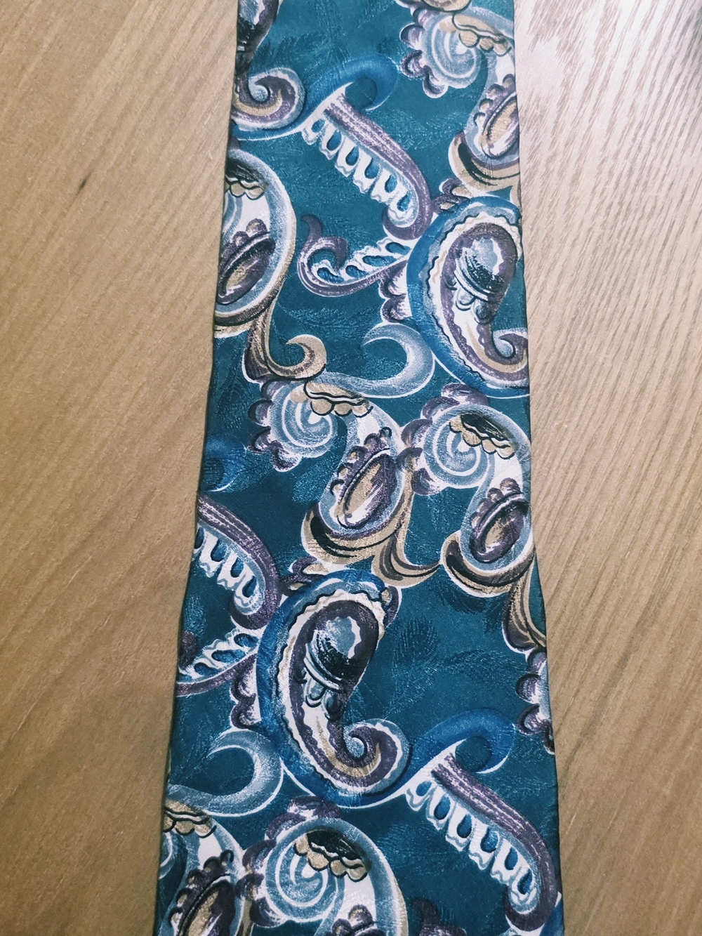 Hamilton Collection Teal Paisley Silk Men's Necktie Vintage Vibe